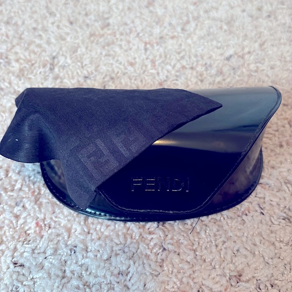 Fendi Sunglasses Monogram Lens Cloth + Case, Black, Has Velvet Fendi FF design